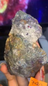 Viên đá phép thuật vàng găm Pyrite huyền bí ngũ sắc lắp lắm tự nhiên năng lượng vũ trụ 740 chưa rửa đất "