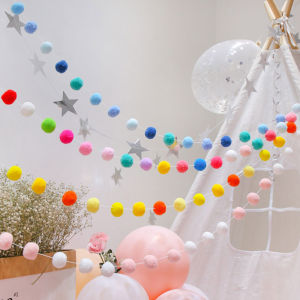 12Pcs DIY Soft 4.5cm Pom Pom Garland Nursery Children Room/Wall/Tent Decor Christmas Halloween Handcraft Gifts Hanging Ornament