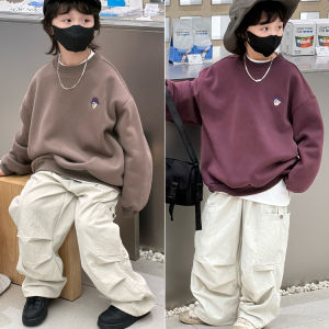 Cool Trendy Embroidered All-In-One Fleece Hoodie Sweatshirt for Kids Boys Girls Winter Comfortable Cotton Polyester Blend