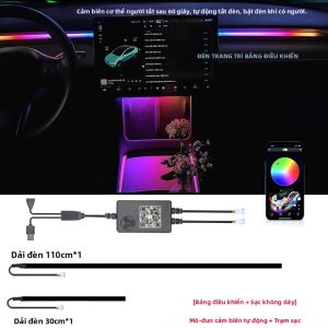 Mô-đun Đèn Viền Xe RGB Với Dock Mở Rộng USB Tự Tắt Sau 60 Giây Điều Khiển Bằng Ứng Dụng Đèn Bảng Điều Khiển Dành Cho Tesla Model 3 Y S X