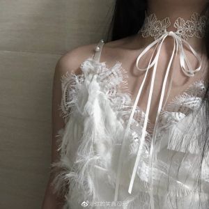 DIY ฤดูใบไม้ผลิลูกไม้สร้อยคอไม่ซีดจางพู่ Choker Lockbone CHAIN Neckring เพื่อให้ตรงกับด้านบนเสื้อผ้าคอปก