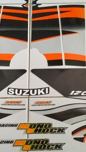 Striping Satria Lumba 2Tak Variasi Orange Hitam Bisa Vernis Cuting Mesin Laminasi Glosy
