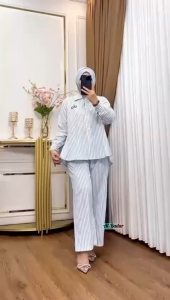 (BISA COD)SETCEL TERBARU KERAH KANCING SALUR KATUN ALO KEKINIAN moneset kerah kancing katu salur