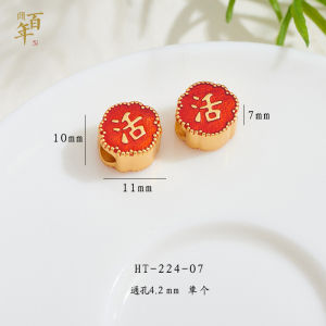 Traditional Handmade Sand Gold Spacer Beads Pierced Beads Small Bracelet Accessories DIY Jewelry Fashion Fresh Outlined