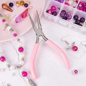 Cute Pink Color Handle Anti-slip Splicing and Fixing Jewelry Pliers Tools & Equipment Kit for DIY Jewelery Making Needlework