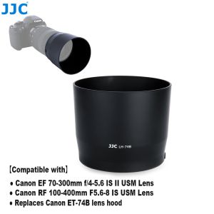JJC Reversible Lens Hood Shade for Canon EF 70-300mm f/4-5.6 IS II USM Lens RF 100-400mm F5.6-8 IS USM Lens Replaces Canon ET-74BAllow Putting Ф67mm Filter & Lens Cap