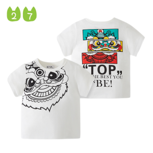 be top | Cartoon Lion Dance T-Shirt Lightweight Summer Childrens