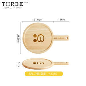 Tlife Warm Creative Wooden Plate Cartoon Cute Handle Dish Home Use Japanese Style Handmade Wood Tray Serving Plate