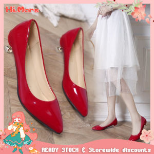 Hi.Mars Giày Cao Gót 4 phân Xăng Đan Cho Nữ Mũi Nhọn Da Sáng Cho Đám Cưới