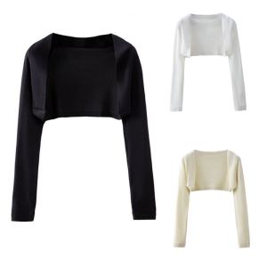 French Style Small Waistcoat Knitted Sun-Proof Cardigan Shawl Summer Thin Sling Dress Silm Outer Wear High Waist Long Sleeves