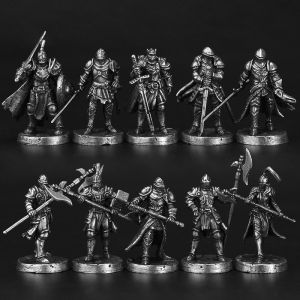 Metallic War Legion Fearless Knight Model Miniature Toy Display Piece Tabletop Game Chess Piece Ancient Soldier Collectible