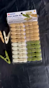 Vỉ 20 Kẹp Quần Áo Củ Lạc Nhựa Việt Nhật – Kẹp Phơi Đồ Bền Đẹp Đầu Kẹp Răng Cưa Giữ Chắc Quần Áo