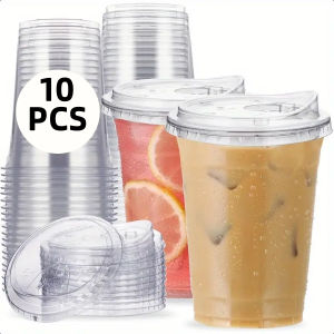 16oz Disposable Transparent Plastic Cup Is Leak Proof Shatterproof Fit For Milk Tea Coffee Beverages Parties Christmas Daily Use