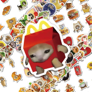 Cute Cat Meme Stickers Girls Abstract Decorative Paper Clips Desktop Decoration Adorable Scrapbooking DIY Patchwork