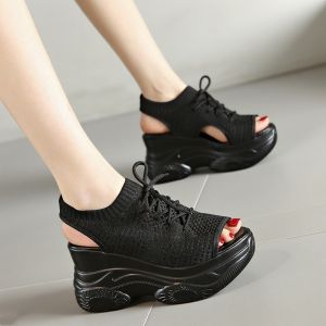 DIANCHA | Toe Exposed Fashionable Wedge Sandals