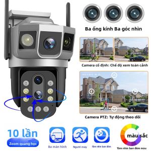 Camera An Ninh WiFi Ngoài Trời Zoom Quang Học 10X 360 PTZ V380 Giám Sát Video Không Dây Chống Nước Với Tính Năng Phát Hiện Chuyển Động Cho An Toàn Gia Đình