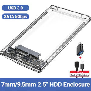 External Hard Drive Transparent 2.5 Inch HDD SSD Case Micro-B To USB3.0 4TB Drive Housing Compatible UASP SATA III Laptop PC
