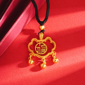 Kemstone Lock of Good Wishes Bell Pendant Necklace Womens Hollow Out Gold Plated Necklace Jewelry Gift