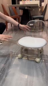 สตูลเล็ก มีล้อ เก้าอี้มินิมอล สตูลโซฟา มีล้อ สตูลเตี้ย ที่นั่งมีล้อ มีที่พิงหลังที่พนักพิง(Delin store)