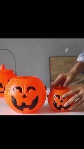 Mini Halloween Pumpkin Bucket Pumpkin Lamp Trick or Treat Halloween Party Decoration Props Kids Toy
