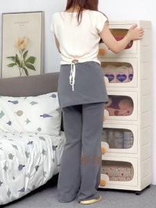 Hisoa Ultra-Thin Storage Cabinet with Wheels | Not Easy To Bend | Sunproof & Brake Pulley System | Flip-Top Design