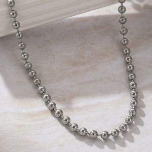 Minimalist 18K Gold Plated Necklace Stainless Steel Lucky Bead Chain Necklace for Women