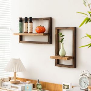 Wood Floating Wall Shelves Hanging Shelves for Wall Storage Rustic Farmhouse Decor for Bedroom Bathroom Living Room Kitchen