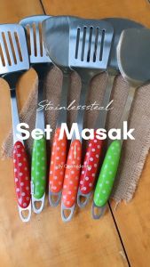 Spatula Polkadot Stainless Sodet Penggorengan Tanpa Lubang