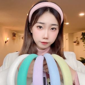 Candy Color Wide Sponge Headband Female Face Wash Headband Fashionable Girl Face Wash Headband