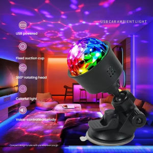 LED Stage Disco Light Rotating DJ Ball Strobe Colorful Magic Dance Car Ambient RGB Christmas Gift Party Club Car Laser Show Lamp