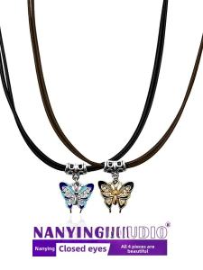 Nanying Butterfly Skin Rope Necklace Ethnic Style Friend Lockbone Chain Trendy Fresh out Fashion Jewelry Womens Accessory
