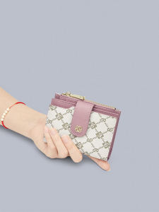 Williampolo Ladies Wallet Cute Simple Foldable Coin Purse Compact Card Holder Youth Fashion PVC Material Vertical Shape