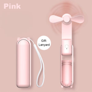 Mini Portable Fan 2000mAh Rechargeable Foldable Small Pocket Fan with Handy Power Bank Handheld Cooling Fan for Outdoor Travel