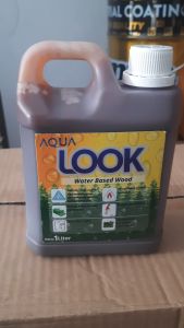 Politur Kayu / Woodstain AQUALOOK / Water Base / Pelarut Air kemasan 1 Liter