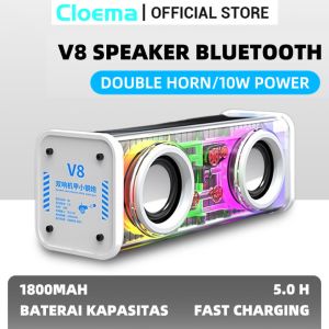 Cloema Speaker Bluetooth Bluetooth 5.3 True full bass Mini Portable 360 ° Stereo Surround Suara Subwoofer Speaker Nirkabel Bluetooth Soundbar Lampu LED RGB transparan punk speaker support tws