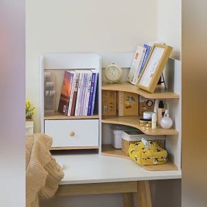 Minimalist Desktop Bookshelf Wooden Table Shelf Multi-layer Storage Organizer Rack