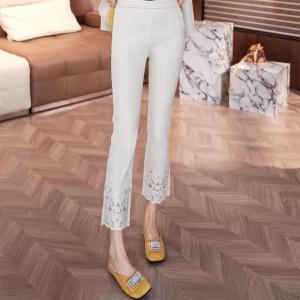 Quần Ống Loe Màu Trắng Cho Nữ Mùa Hè 2025 Phong Cách Mới Quần Dài Đến Mắt Cá Chân Ôm Vừa Vặn Cạp Cao Quần Ống Thẳng
