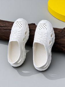 รองเท้าแตะ EVA ส้นหนาแบบปิดเต็ม พื้นยางกันลื่น รองเท้าแตะแบบสวมสำหรับขับรถในช่วงฤดูร้อน รองเท้าแตะชายหาด รองเท้าแตะใส่เล่นน้ำ รองเท้าแตะสวมแบบสวมสำหรับผู้หญิง