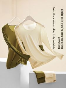 Miiow | Warmth Ultra-Thin Womens Thermal Underwear Set Long Sleeve Round Neck Base Layer Clothes Skin-Caring Inner Wear For Autumn Winter