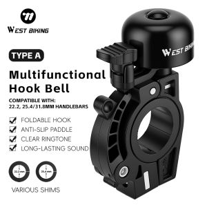 West Biking | WEST BIKING Multifuctional Hook Bell Clear Ringtone Long-Lasting Sound Bike Warning Horn With Foldable Hook MTB Road Bike Bell