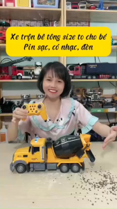 Xe Trộn Bê Tông Điều Khiển Từ Xa Sử Dụng Sạc Pin Loại To Chất Liệu Nhựa ABS Cho Bé