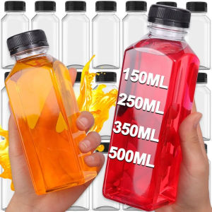 【XZxinzhan】150/500ML Empty Plastic Drink Containers with Black Screw Caps Reusable for Kitchen Refrigerator Liquor Food Sauce Packaging