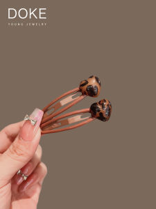 Burgundy Leopard Print Heart Hair Clips Womens New Fashion Side Hair Cards Cute BB Pinches Hair Accessories Vintage Style