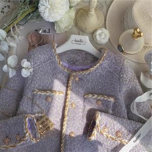 Elegant Stylish Purple Tweed Jacket