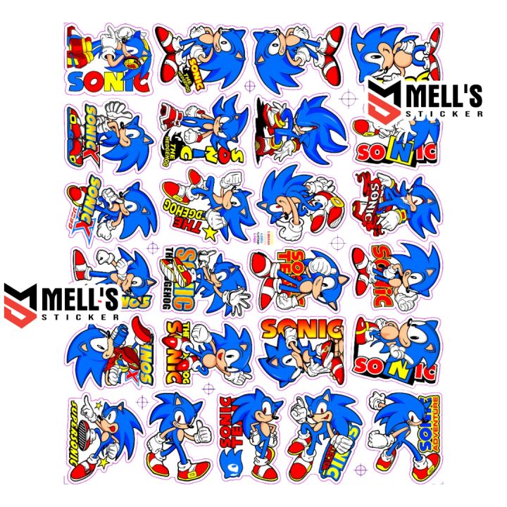 stiker kartun karakter animasi sonic isi 50 lembar stiker motor mobil helm