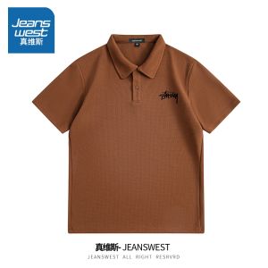 Áo Thun Polo Nam Jeanswest Cổ Bẻ Phong Cách Mỹ Mùa Xuân 2025 Mới Về Dáng Rộng in Họa Tiết Thường Ngày Tay Ngắn