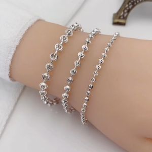 SilverWholesale #N131 For Kids Silver 925 Hollow Out Beads Chain Moon Cut Kids Bracelet (Rantai Tangan Budak)