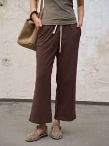 OWISH Pure Cotton Loose Fit Nine-Tenths Casual Pants Summer Lightweight Slimming Versatile Walking Pants Straight Leg Trousers