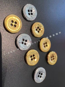 Retro Decorative Metal Button Sweater Cardigan Coat Fur Vest Suit Jacket New Style Small Fragrance Wind Four Eyes Button