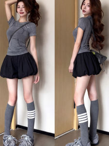YAYANGREN | Quần Skirt A-line Đen High Waist